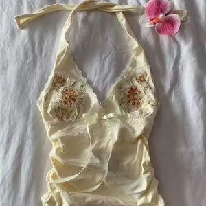 Vintage Floral Embroidered halter top